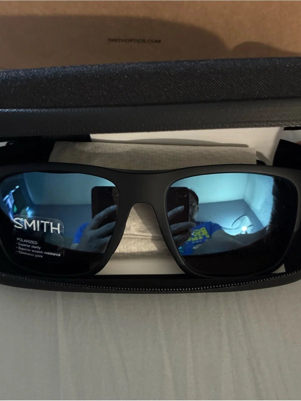 NEW Smith Barra Sunglasses-Matte Black-Chromapop Glass Polarized Blue Lens